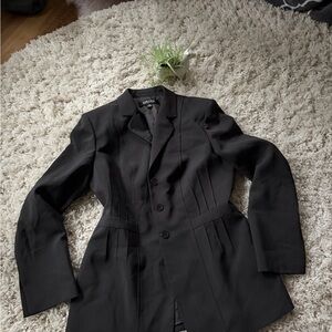 Kasper Elegant Black Women's Blazer long cute professional Suit Jacket
